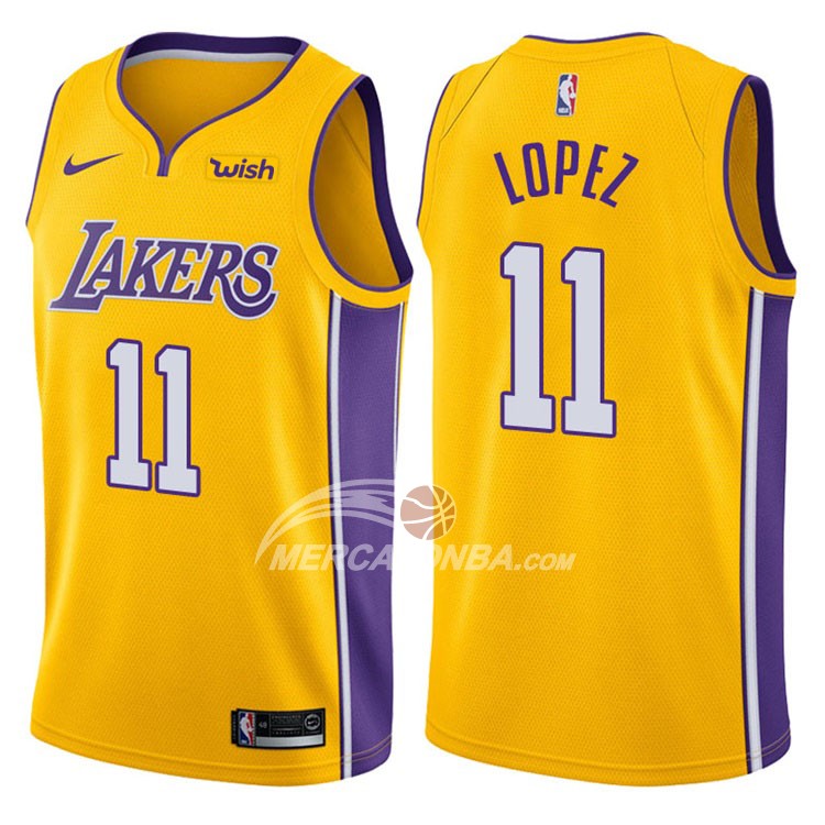 Maglia NBA Autentico Lakers Lopez 2017-18 Giallo